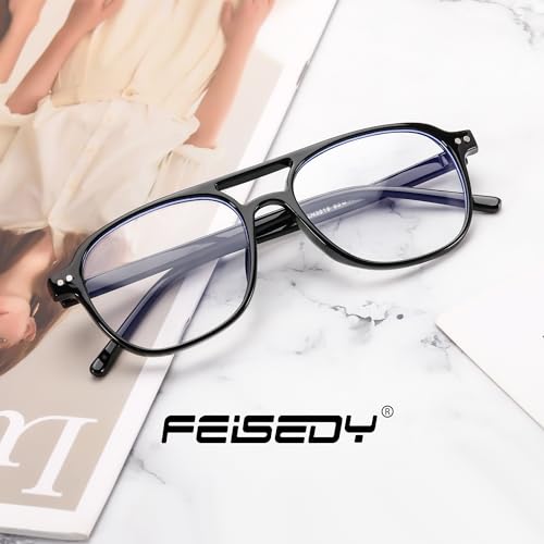 Image of FEISEDY Blue Light Blocking Glasses Women Men Square Computer Lightweight Pilot Glasses Anti Eyestrain & UV Glare B0141