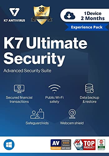 Image of K7 Ultimate Security Antivirus Software 2023 |1 Device, 2 Months Experience Pack | Threat Protection,Internet Security,Data Backup,Mobile Protection|Windows laptop,PC, Mac,Phones,Tablets 2 hr email Delivery
