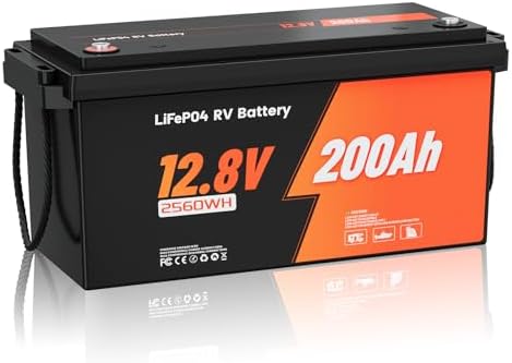 12V 200Ah Lifepo4 Battery Deep Cycle Marine Battery Built-in 200A BMS Lithium Iron Phosphate Battery Perfect for Trolling Motors, Boat, RV, Home Energy
