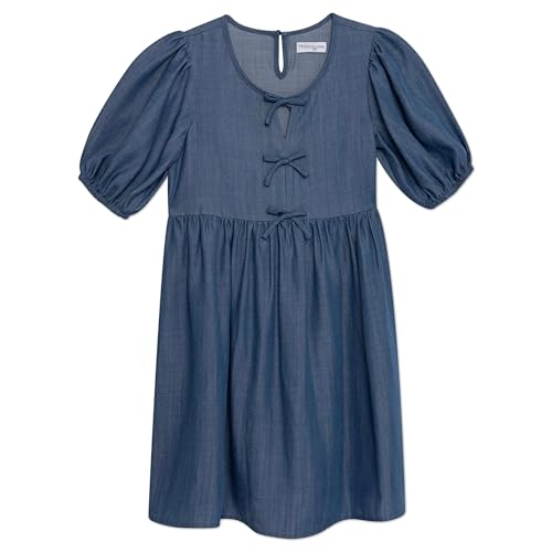 Speechless Girls' Puff Sleeve Chambray Babydoll Dress