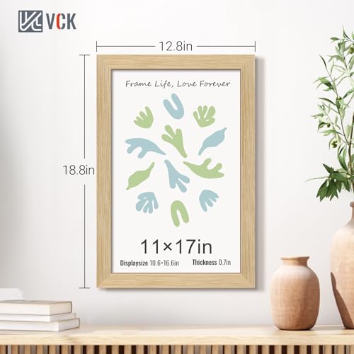 Image of VCK 11x17 Picture Frame Set of 3, Natural Wood Frames, Gallery Wall Decor Photo Frames for Wall Mounting Horizontally or Vertically