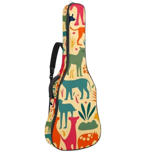 Housse pour guitare acoustique imperméable 101,6 cm motif silhouette animal jaune multicolor