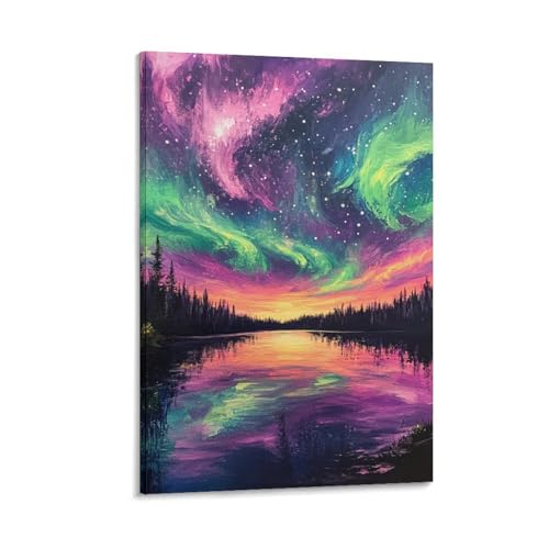 Aurores boréales peinture sur toile pour évader l'esprit dans votre chambre