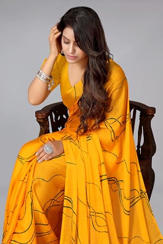 Image of MIRCHI FASHION Women's Ready to Wear 1 Minute Drape Chiffon Printed Saree with Blouse Piece