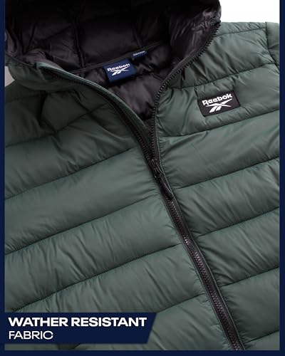 Image of Reebok Mens Puffer Jacket - Lightweight Quilted Glacier Shield Plus Size Puffer Jackets for Men - Insulated Mens Winter Coats