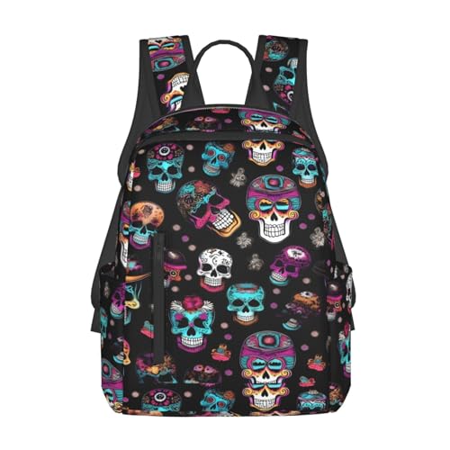 Sac à dos léger Sugar and Skulls noir et blanc de taille unique