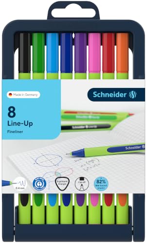 Schneider Line-Up Feutre Fin, Lot de 8, Couleurs Assorties