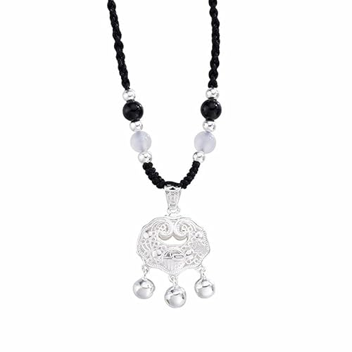 LRESJJIUJ Chinese style pendant necklace long life lock Pendant lucky