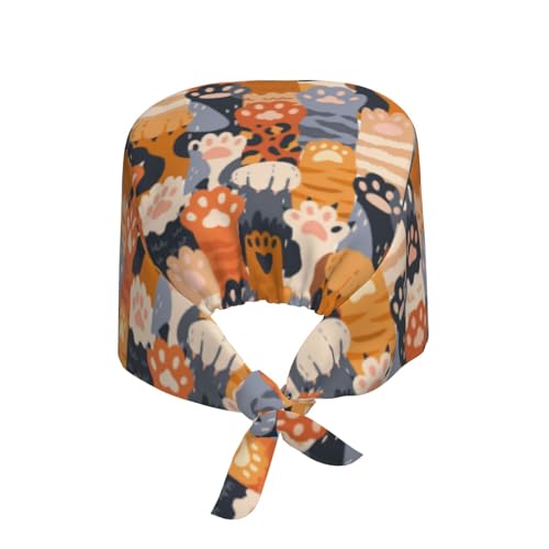 Image of Working Cap Scrub Cap with Sweatband Adjustable Unisex Women Tie Back Hat Nurse Surgical Caps