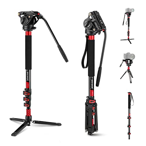 NEEWER Monopod para cámara de 71,6 pulgadas, monopié telescópico de fibra de carbono con placa de...