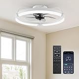 Ensenior Ventilador de Techo con Luz Silencioso, 6 Velocidades para Dormitorio y Salón - Blanco