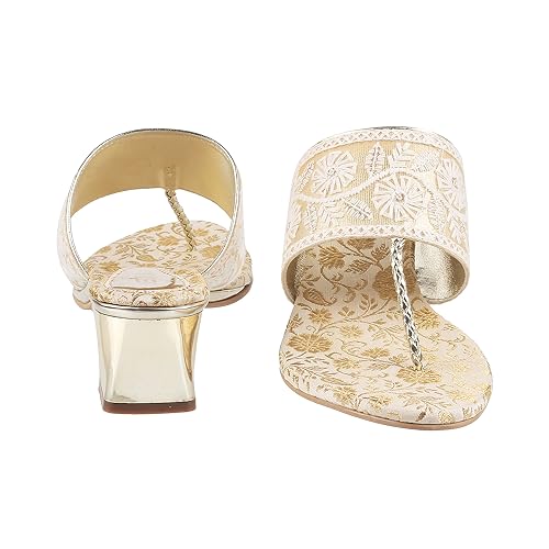 Image of Metro Women Ethnicwear Embroidered Block Heel Sandal