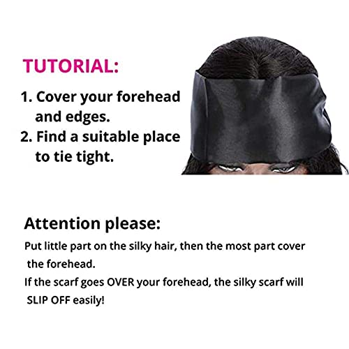 YMSGIRL Satin Edge Laying Scarf for Lace Frontal Wigs, Wig Grip Headbands for Women, Non Slip Hair Wrap Wigs Grip Band for Yoga, Makeup, Facial, Sport (1 Pcs Black)