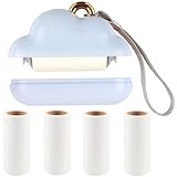 Mini Lint Roller Travel Size, Reusable Pet Hair Remover for Clothes with 150 Refillable Sheets (Blue)