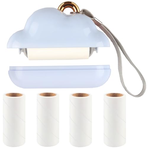 Mini Lint Roller Travel Size, Reusable Pet Hair Remover for Clothes with 150 Refillable Sheets (Blue)