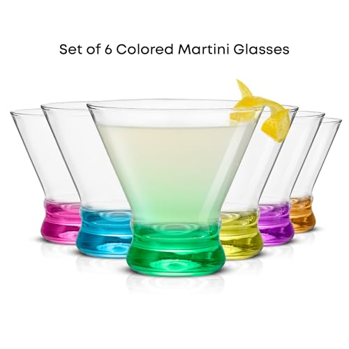 image for JoyJolt Hue 7.5oz Martini Glasses, Cocktail Glassware Set of 6, Colore