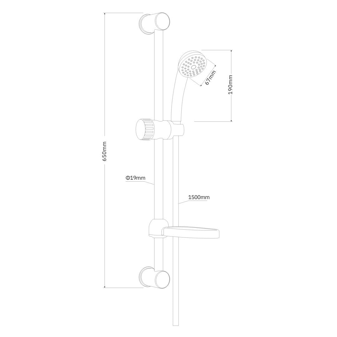 Ogomondo Saliscendi in Abs Bianco Blush con Doccetta e Portasapone Flessibilie di Collegamento Ideale per Esterni Camper Barca Non Fa Ruggine
