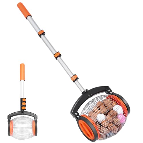Acorn Picker Upper - Raccoglitore di frutta estensibile, dumper a rullo in noce, comodo strumento da giardino da giardino, resistente raccoglitore di frutta macinata con meccanismo di scarico facile |