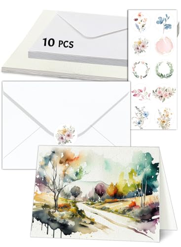 10 Sets Blank Cards and Envelopes 4 x 6 Postcard Watercolour Paper 300GSM