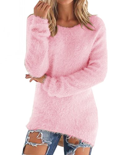 LemonGirl Women's Fashionable Long Sleeve Pullovers Loose Fluffy Fuzzy Jumper Sweater
