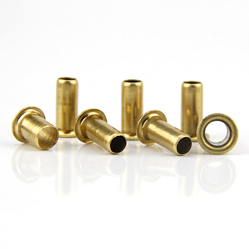 Generic 100pcs M3.9 Copper Hollow Rivet Single Tube via Through core Corn Buckle riveting Nail Screws Bolts Iron Nickel Plating - (Size: 3.9mmx5.5mm)