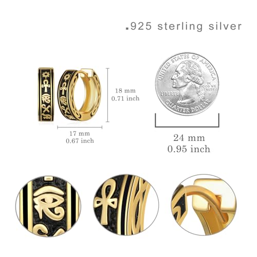 Hoop Earrings for Men Women 925 Sterling Silver Cross/Ankh Earrings Jewelry Gifts for Men Women4