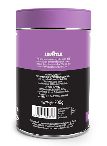Lavazza Il Mattino Perfect |Pure Ground Coffee | Premium Arabica | Dark Roast | Notes Of Cocoa & Chocolate | Intensity 6 | 200 G Bottle