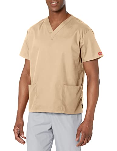 Image of Dickies EDS Signature Scrubs for Women and Scrubs for Men, Unisex One Pocket V-Neck Top in Soft Brushed Poplin 83706