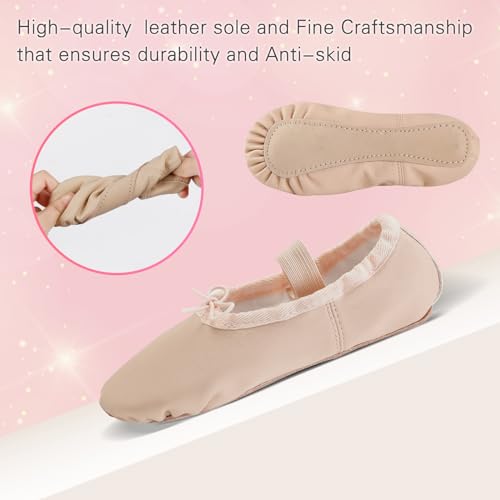 Ballet Shoes for Girls, Leather Ballet Slippers for Toddlers/Kids/Women3