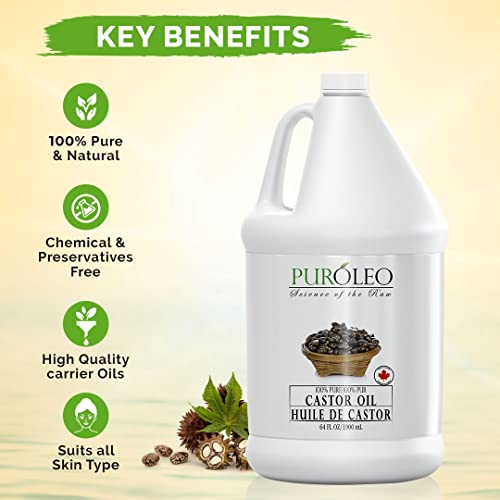 PUROLEO-Castor-Oil-64-Fl-Oz1900-ML-Made-in-Canada-Hair-Lash-Beard-Eyelashes-Eyebrow-Oil-Jamaican-Black-castor-oil-for-brow-lashes-Make-eyelash-serum-hair-serum-for-dry-hair-and-frizzy-huile-de-ricin-p