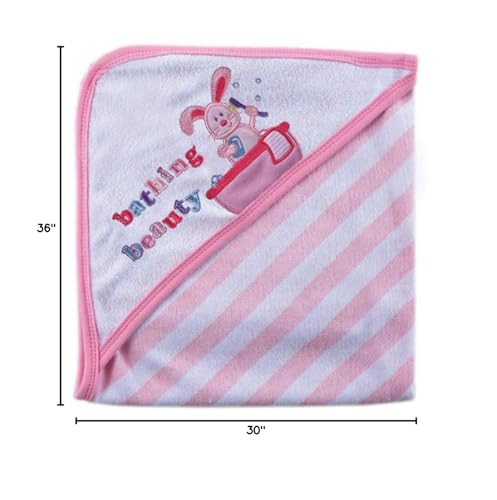 Image of Luvable Friends Animal Bath Tub Hooded Towel, Pink