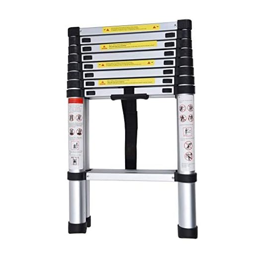 HOME BUY Aluminium Folding Step Ladder Portable and Compact 7-Steps Telescopic 2 m Foldable for Household and Outdoor Purpose, Large, Multicolour
