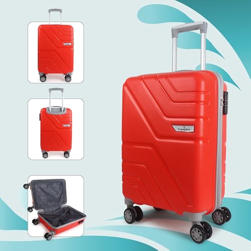 Image of Trolley Bag Small Size, 56 cms Hard Side Travel Bag for Women, 8 Wheel Luggage Suitcase for Travelling, Cabin-Friendly, Scratch Resistant, Small Trolley Suitcase (Small, Red)