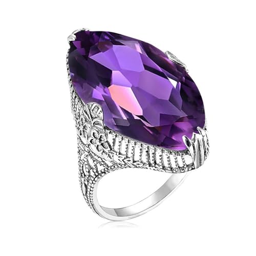 White Gold Plated Purple Horse Eye Cubic Zirconia Engagement Rings Wedding Bridal Band Promise Rings Evening Parties Anniversary Valentine's Day Gifts Eternity Bands for Women2