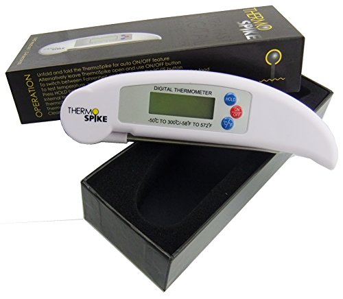 ThermoSpike Stainless Steel Folding Probe Digital Kitchen Chef Thermometer with LED Readout