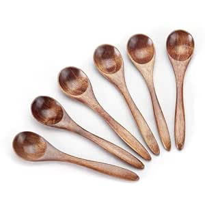 Buy MUSA KAZIM- Wooden 6Pcs of Soup Spoons, Coffee Tea Sugar Spoons ...