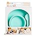 Munchkin Silicone Baby Feeding Set, Toddler Suction Bowl, Plate and Spoon, Baby Led Weaning and Infant Self Feeding, C’est Silicone!™ Mealtime Set, 4 Months and Up, BPA Free, Mint