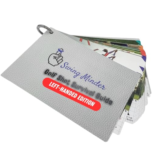 Swing Minder Golf Reference Cards - Step-by-Step Instructions for 33 of Golfs Hardest Shots - Ideal Golf Gifts for Men or Golf Bag Accessories - Waterproof PVC and Sturdy Carabiner for Easy Use