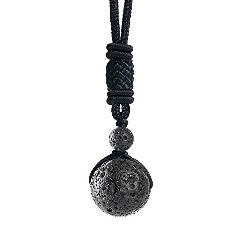 iSTONE Unisex Genuine Round Gemstone Beads Pendant Necklace with Adjustable Nylon Cord 25