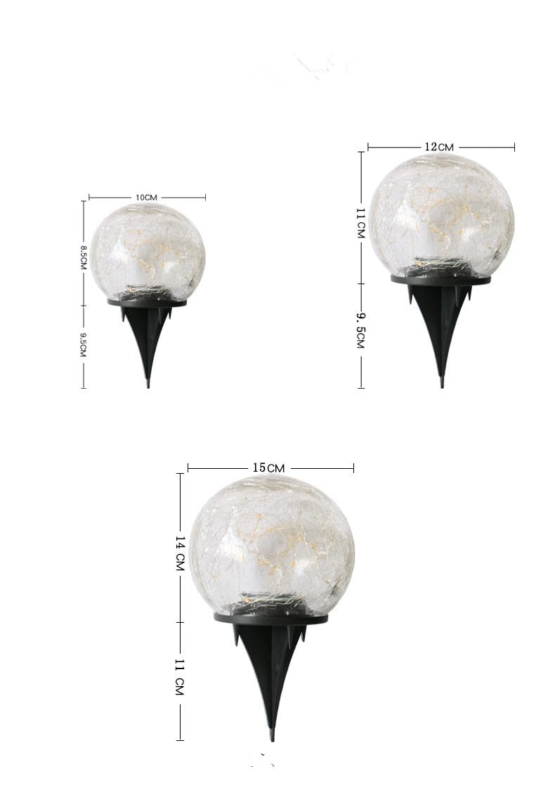 Outdoor Solar Globe Lights, Impermeabile Garden Crackle Glass Solar Lights,Luci a sfera per giardino paesaggio (Bianco, 12CM 30LED)