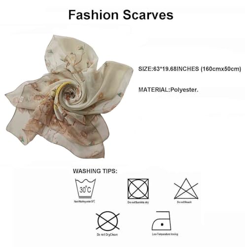 Image of Pokeedioty Scarfs for Women Lightweight Scarves Elegant Floral Pattern Sheer Scarfs Shawls Wraps