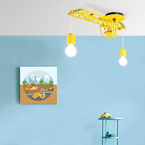 Elobra 128282 - Lampadario per camera dei bambini, forma a gru, in legno, colore: giallo - Image 3