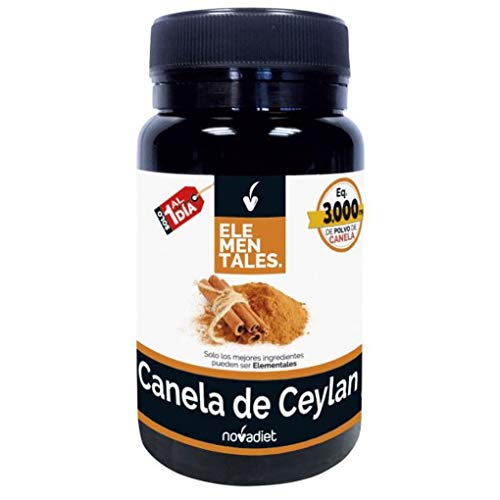 Novadiet - ELEMENTALES CANELA DE CEYLAN Càpsulas con Canela de Ceylan - Complemento Alimenticio Para Controlar Niveles de Glucosa en Sangre- 30 Cápsulas Vegetales