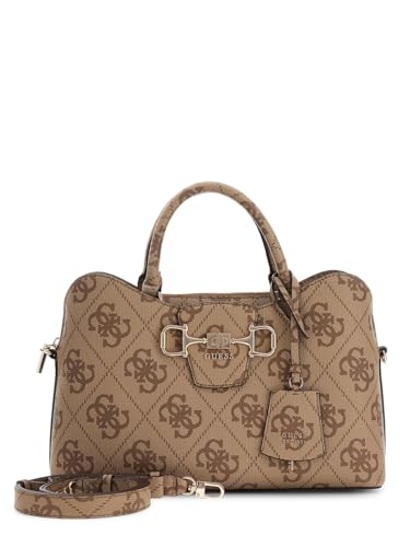 GUESS sac à épaule bandoulière sac à main Janie Logo Girlfriend Satchel Latte Logo marron clair
