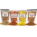 SavorSatch Spices & Seasoning Holiday Sampler Gift Set - Includes Smoked BBQ Seasoning, Steak Seasoning, Lemon Pepper Spice, and Pastrami Rub - Perfect for Turkey, Chicken, Beef, Brisket, Seafood & Vegetables - Certified Kosher - Resealable Pouches - 4oz 