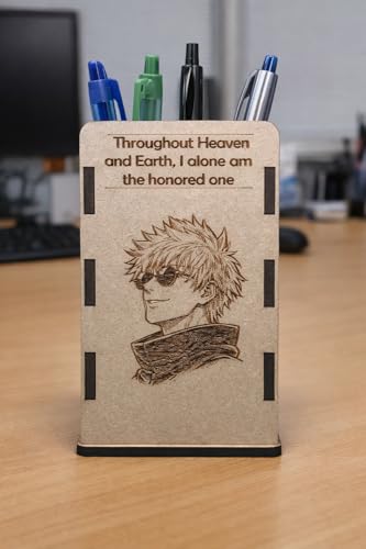 Image of Satoru Gojo Wooden Organizer Pen Stand | Anime Pencil Holder for Study Table | Jujutsu Kaisen Desk Accessories