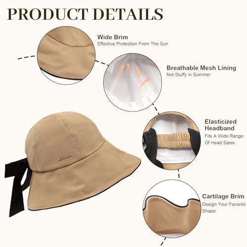 Sombrero de ala ancha para mujer con lazo y UPF50+ miniatura 2