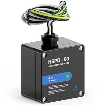 HSPD Square Whole Home Surge Protective Device, Type 1 SPD, Whole House Surge Protector, AC Surge Protection, 120/240VAC (HSPD-80)