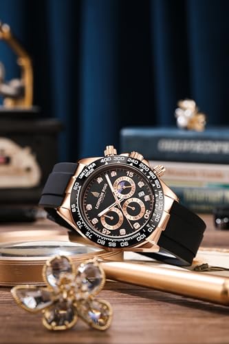 Image of London Fog Bond Collection Analog Quartz Watch for Men with Round Dial and Silicone Strap, Metal Case with Tachymeter Bezel, Chronograph Function, Date Display, Luminous Hands & Hour Markers, Water Resistant
