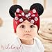choicbaby Baby Girl Headbands Mouse Ears Headwrap with Sequin Polka Dot Bow Soft Stretchy Nylon Hair Bands for Newborn Infant Baby Toddler Girls- Pack of 2